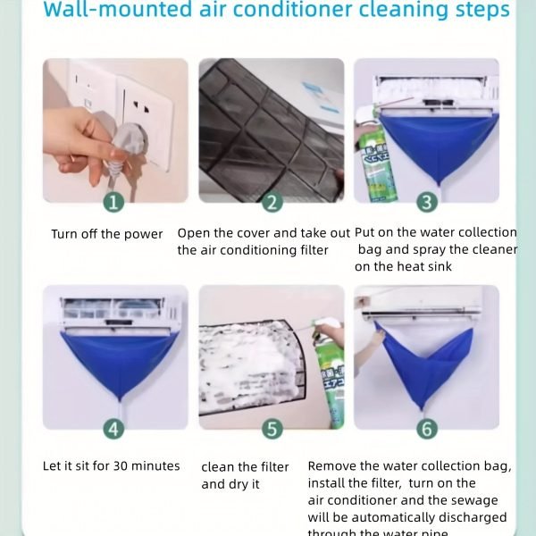 Kit de limpieza para aire acondicionado de 6 piezas – azul
