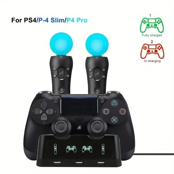 Base de carga 4 en 1 para controles PS4 y PS Move