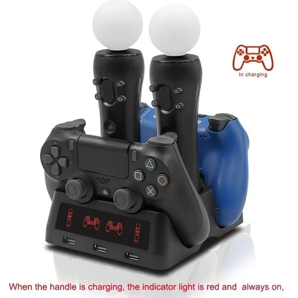 Base de carga 4 en 1 para controles PS4 y PS Move