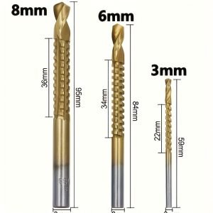 Juego de brocas sierra con recubrimiento de titanio 3, 6 y 8 mm