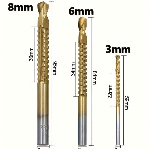 Juego de brocas sierra con recubrimiento de titanio 3, 6 y 8 mm