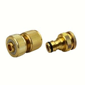 Conectores rápidos de metal para manguera de jardín 1/2" y 3/4" (2 piezas)