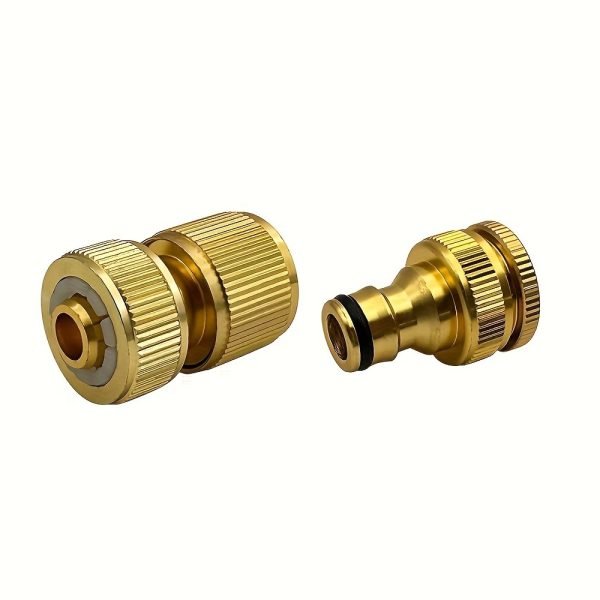 Conectores rápidos de metal para manguera de jardín 1/2" y 3/4" (2 piezas) Conectores rápidos de metal para manguera de jardín 1/2" y 3/4" (2 piezas)