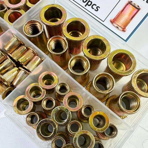 Juego de 102 tuercas remachables M3–M8 con código de colores