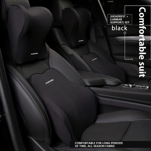 Juego de reposacabezas y cojín lumbar ergonómico para auto – gris
