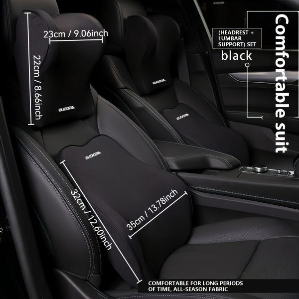 Juego de reposacabezas y cojín lumbar ergonómico para auto – gris